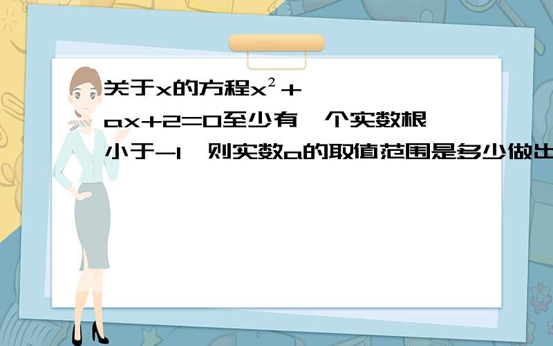 关于x的方程x²+ax+2=0至少有一个实数根小于-1,则实数a的取值范围是多少做出来的答案不对、求解析、