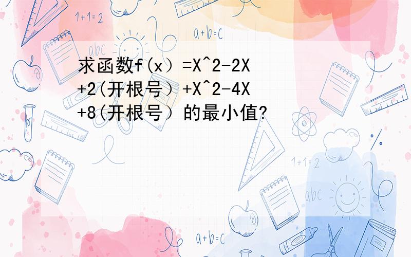 求函数f(x）=X^2-2X+2(开根号）+X^2-4X+8(开根号）的最小值?