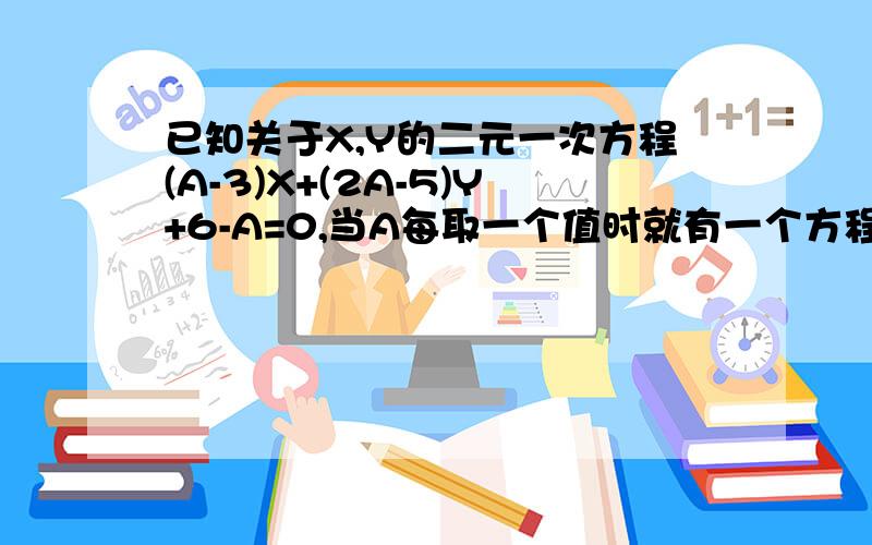 已知关于X,Y的二元一次方程(A-3)X+(2A-5)Y+6-A=0,当A每取一个值时就有一个方程,这些方程有一个公共的解.1.求出这个公共解;2.请说明,无论A取何值,这个公共解都是二元一次方程(A-3)X+(2A-5)Y+6-A=0,