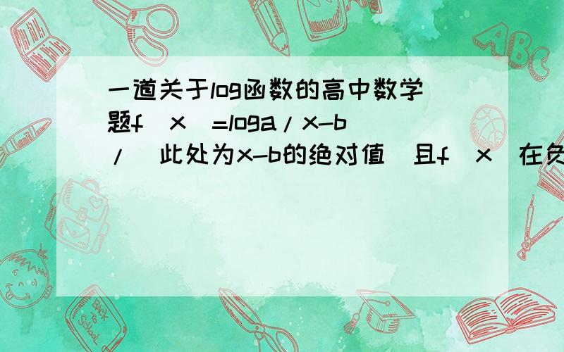 一道关于log函数的高中数学题f(x)=loga/x-b/(此处为x-b的绝对值)且f(x)在负无穷到零的区间里单调递增比较f(a+1)和f(b+2)的大小,