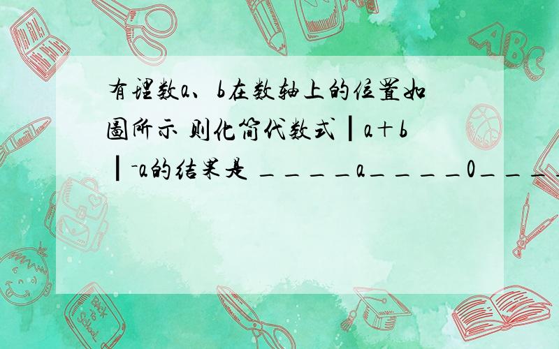 有理数a、b在数轴上的位置如图所示 则化简代数式┃a＋b┃－a的结果是 ____a____0________b______┃a＋b┃－a的结果是(  )A:2a＋b     B:2a    C:a    D:b有理数a、b在数轴上的位置如图所示 ____a____0________b__