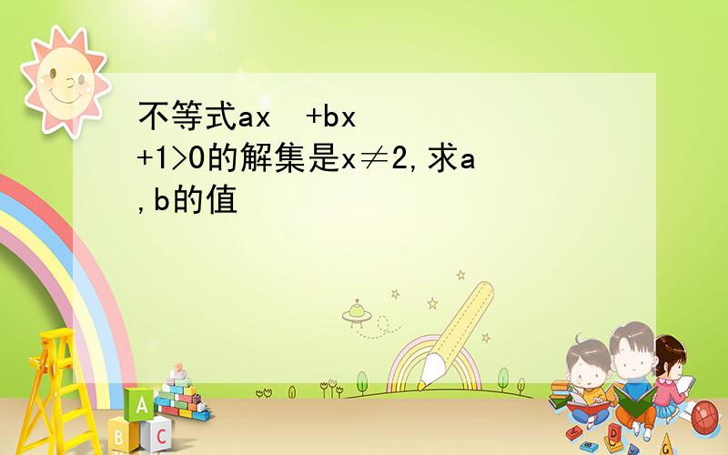 不等式ax²+bx+1>0的解集是x≠2,求a,b的值