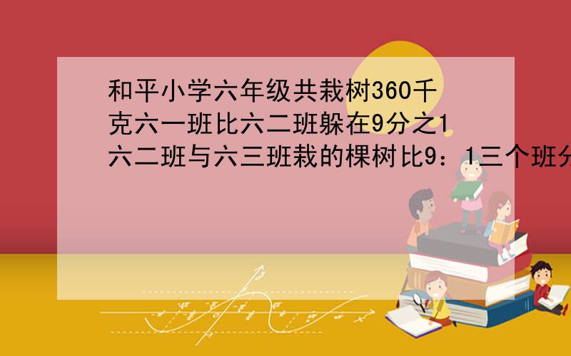 和平小学六年级共栽树360千克六一班比六二班躲在9分之1六二班与六三班栽的棵树比9：1三个班分别栽树多少棵