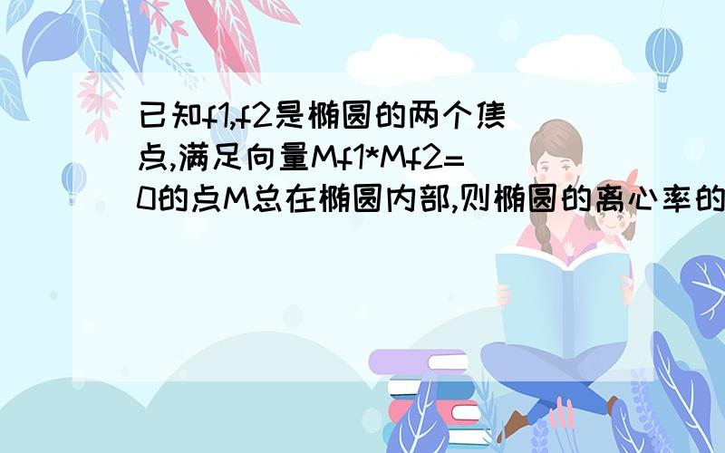 已知f1,f2是椭圆的两个焦点,满足向量Mf1*Mf2=0的点M总在椭圆内部,则椭圆的离心率的范围