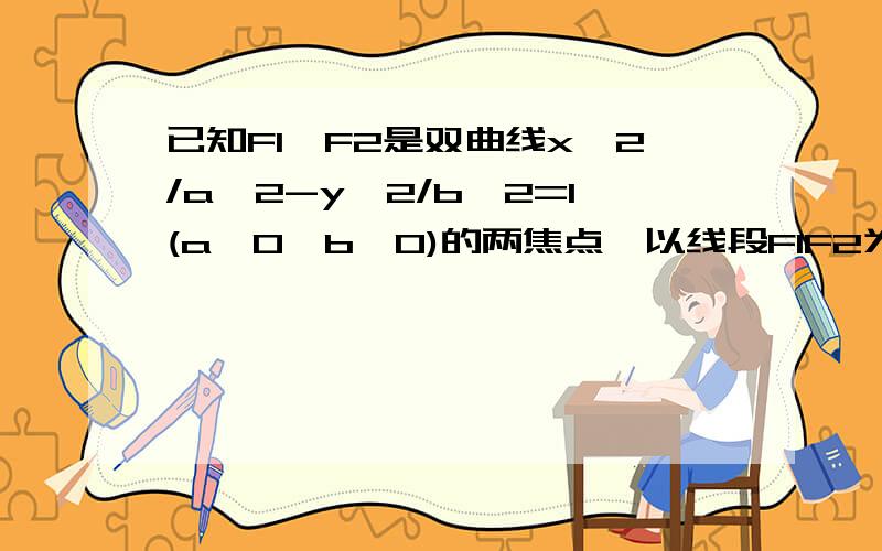 已知F1、F2是双曲线x^2/a^2-y^2/b^2=1(a>0,b>0)的两焦点,以线段F1F2为边作正三角形,若边MF1的中点在双曲线上,则双曲线的离心率是?