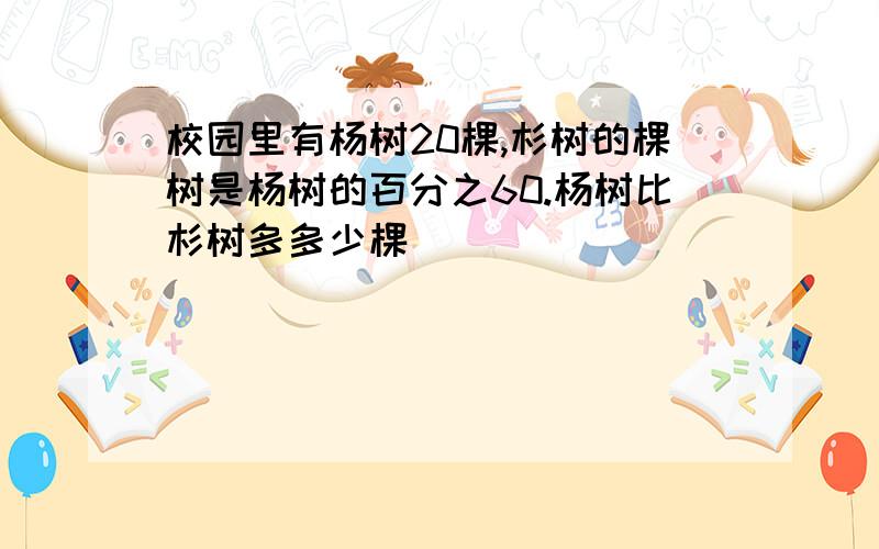 校园里有杨树20棵,杉树的棵树是杨树的百分之60.杨树比杉树多多少棵