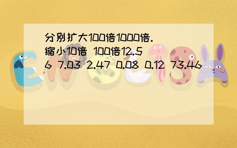 分别扩大100倍1000倍.缩小10倍 100倍12.56 7.03 2.47 0.08 0.12 73.46