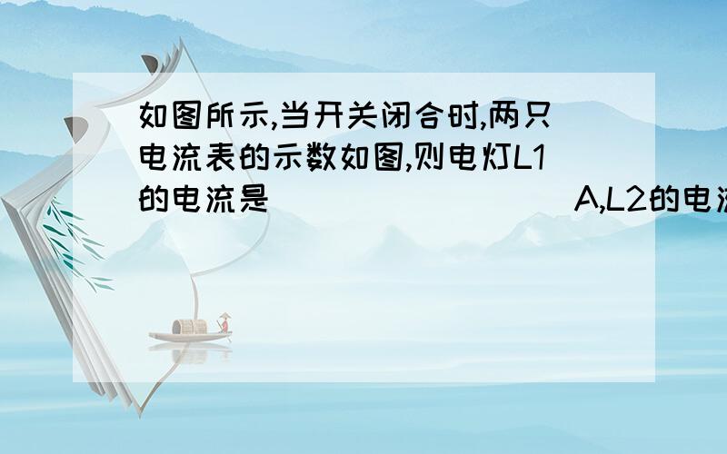 如图所示,当开关闭合时,两只电流表的示数如图,则电灯L1的电流是_________A,L2的电流是______A?就这么多东西了~只有一个电流表！量程不确定如果是3是0.52A如果是0.6是2.6A