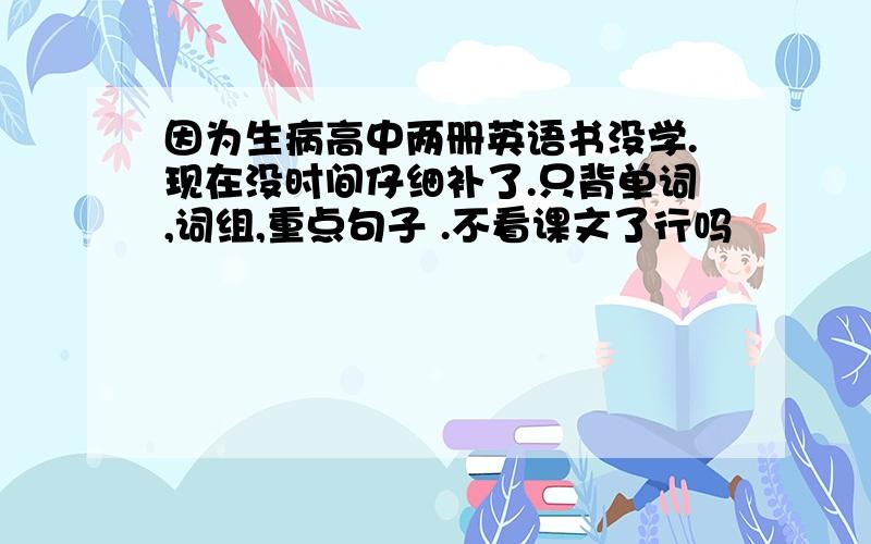 因为生病高中两册英语书没学.现在没时间仔细补了.只背单词,词组,重点句子 .不看课文了行吗