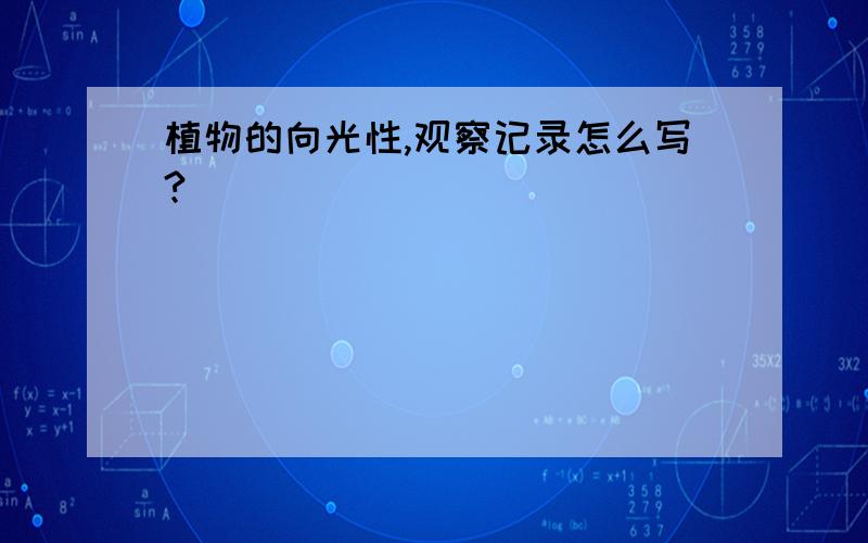 植物的向光性,观察记录怎么写?