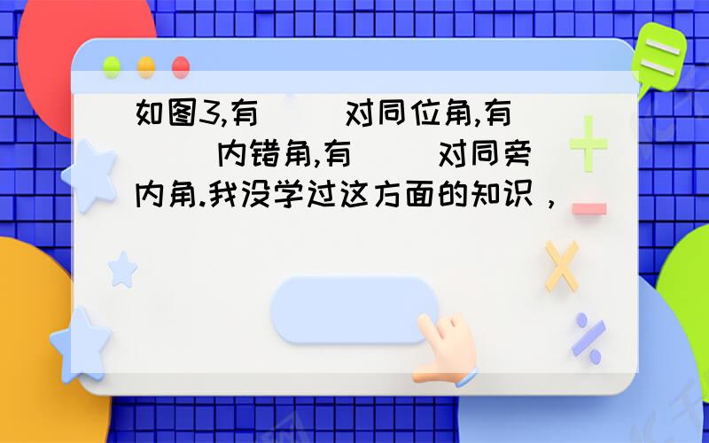 如图3,有（ ）对同位角,有（ ）内错角,有（ ）对同旁内角.我没学过这方面的知识，