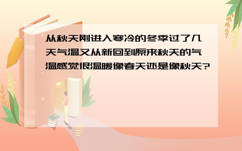 从秋天刚进入寒冷的冬季过了几天气温又从新回到原来秋天的气温感觉很温暖像春天还是像秋天?