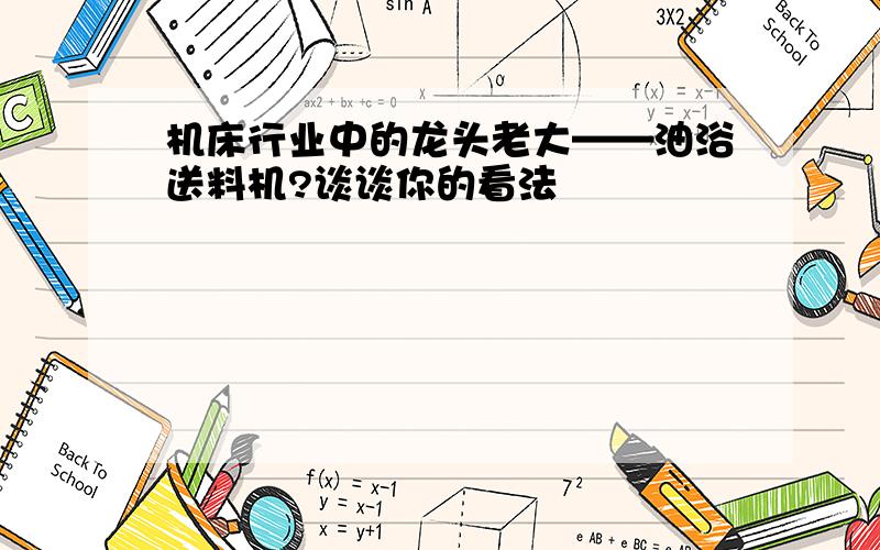 机床行业中的龙头老大——油浴送料机?谈谈你的看法