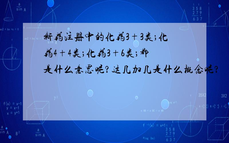 新药注册中的化药3+3类；化药4+4类；化药3+6类；都是什么意思呢?这几加几是什么概念呢?