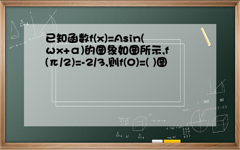 已知函数f(x)=Asin(ωx+α)的图象如图所示,f(π/2)=-2/3,则f(0)=( )图