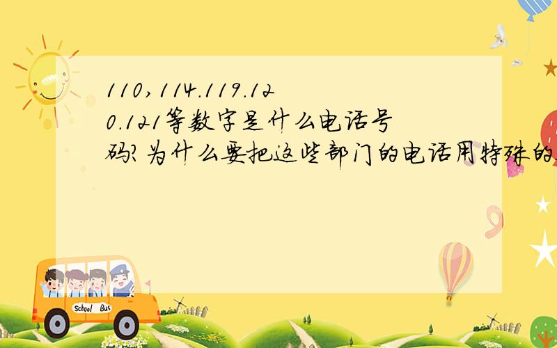 110,114.119.120.121等数字是什么电话号码?为什么要把这些部门的电话用特殊的数来编排?