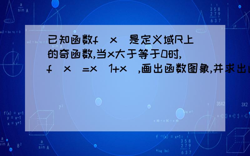 已知函数f(x)是定义域R上的奇函数,当x大于等于0时,f(x)=x(1+x),画出函数图象,并求出函数解析式