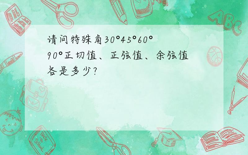 请问特殊角30°45°60°90°正切值、正弦值、余弦值各是多少?