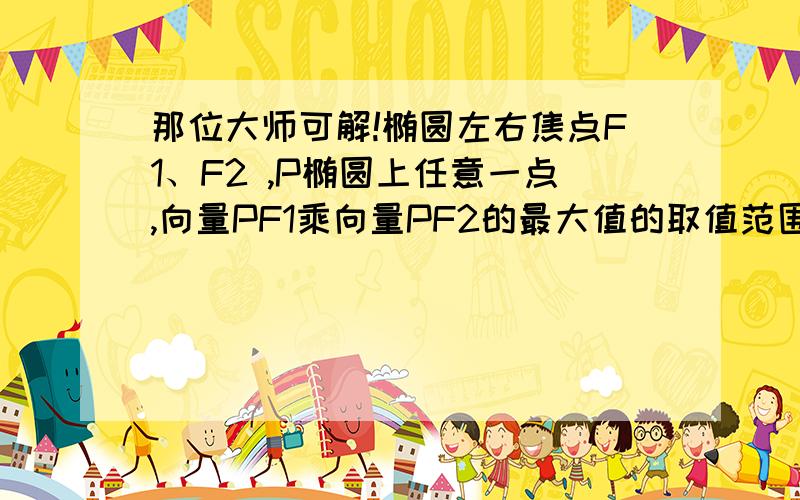 那位大师可解!椭圆左右焦点F1、F2 ,P椭圆上任意一点,向量PF1乘向量PF2的最大值的取值范围是[c方,3倍c方] 求离心率的取值范围