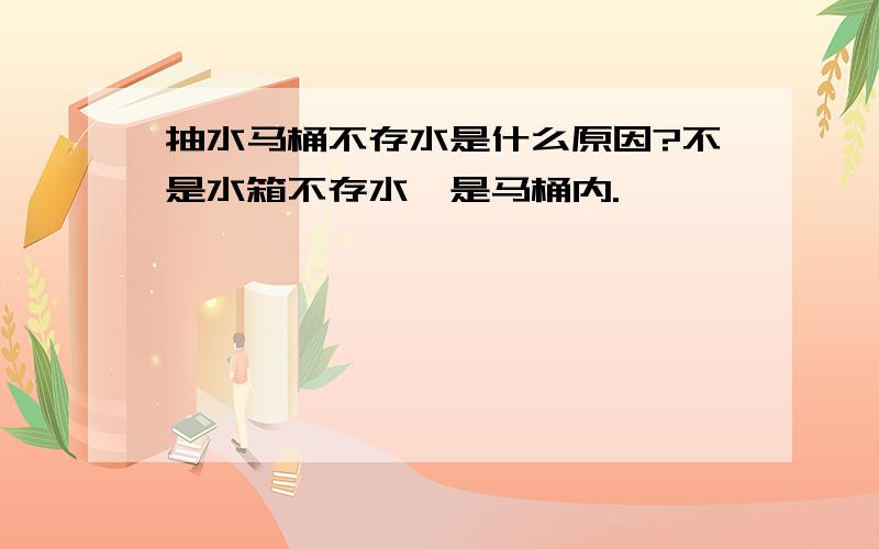 抽水马桶不存水是什么原因?不是水箱不存水,是马桶内.