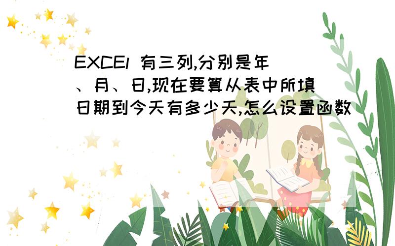 EXCEl 有三列,分别是年、月、日,现在要算从表中所填日期到今天有多少天,怎么设置函数