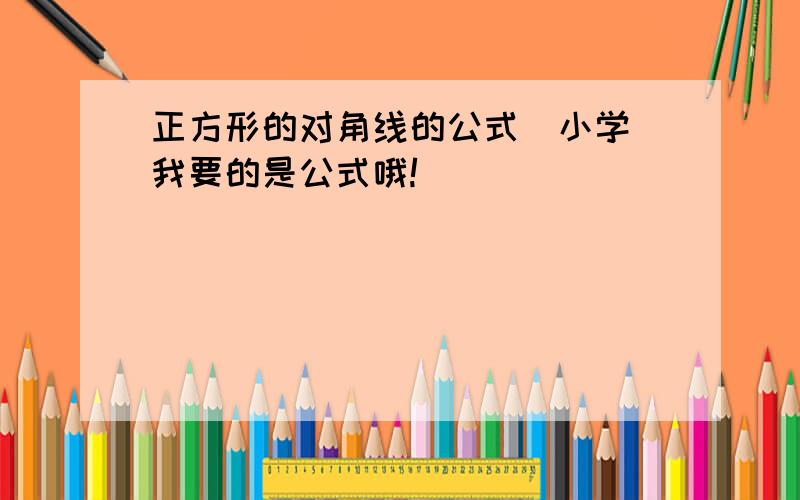 正方形的对角线的公式（小学）我要的是公式哦!