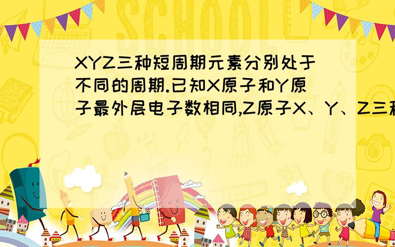 XYZ三种短周期元素分别处于不同的周期.已知X原子和Y原子最外层电子数相同,Z原子X、Y、Z三种短周期元素分别处于不同的周期.已知X原子和Y原子最外层电子数相同,Z原子次外层只有两个电子,X