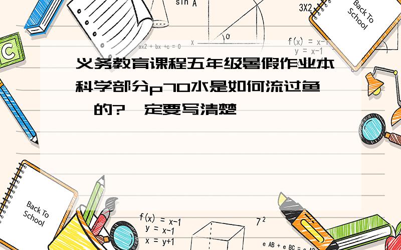 义务教育课程五年级暑假作业本科学部分p70水是如何流过鱼鳃的?一定要写清楚