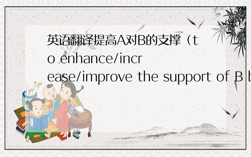 英语翻译提高A对B的支撑（to enhance/increase/improve the support of B by to enhance/increase/improve the support of A to 英文如何翻译更加地道?凑热闹，无意义灌水的坚决投诉到底！