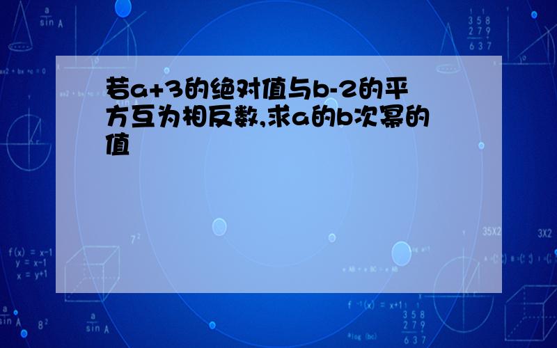 若a+3的绝对值与b-2的平方互为相反数,求a的b次幂的值