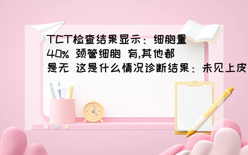 TCT检查结果显示：细胞量〉40% 颈管细胞 有,其他都是无 这是什么情况诊断结果：未见上皮细胞病变（中度炎症）,补充意见：体检时说宫颈光滑