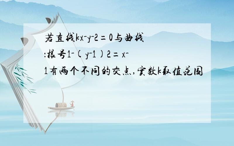 若直线kx-y-2=0与曲线：根号1-(y-1)2=x-1有两个不同的交点,实数k取值范围