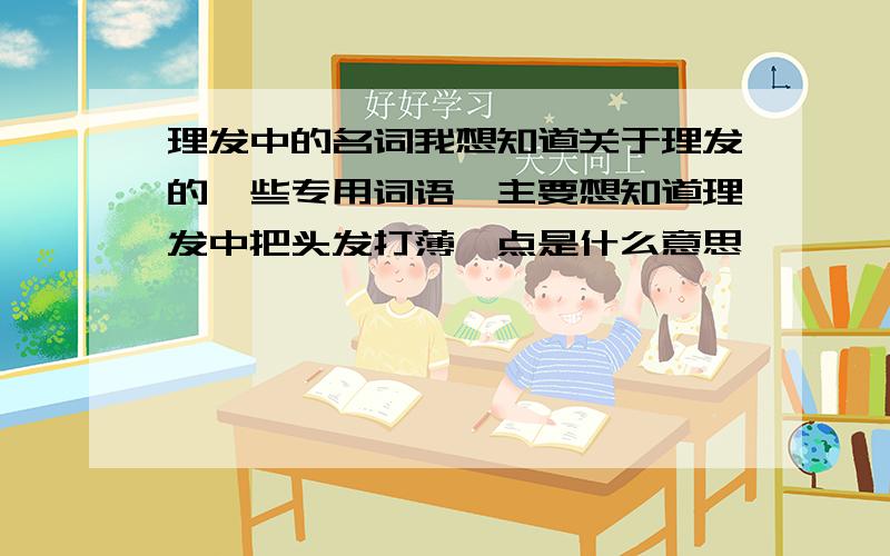 理发中的名词我想知道关于理发的一些专用词语,主要想知道理发中把头发打薄一点是什么意思