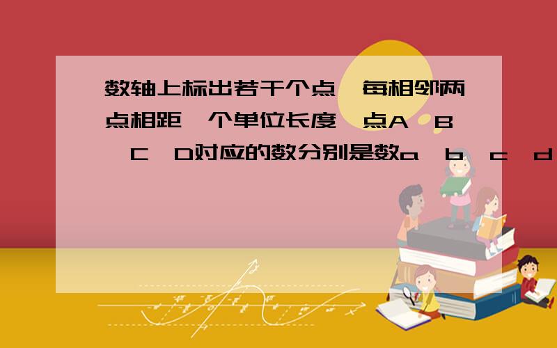 数轴上标出若干个点,每相邻两点相距一个单位长度,点A、B、C、D对应的数分别是数a、b、c、d,且d-2a=10,那么数轴的原点应是哪一点?共有9个点A在第1点,B在第4点,C在第5点,D在第7点