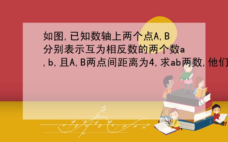 如图,已知数轴上两个点A,B分别表示互为相反数的两个数a,b,且A,B两点间距离为4,求ab两数,他们的关系用等式怎样表示