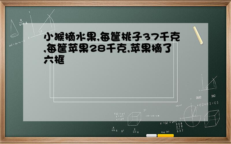 小猴摘水果,每筐桃子37千克,每筐苹果28千克,苹果摘了六框