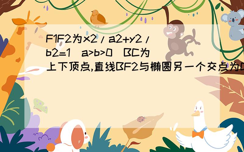 F1F2为x2/a2+y2/b2=1(a>b>0)BC为上下顶点,直线BF2与椭圆另一个交点为D.若cos∠F1BF2=7/25,则kCD=