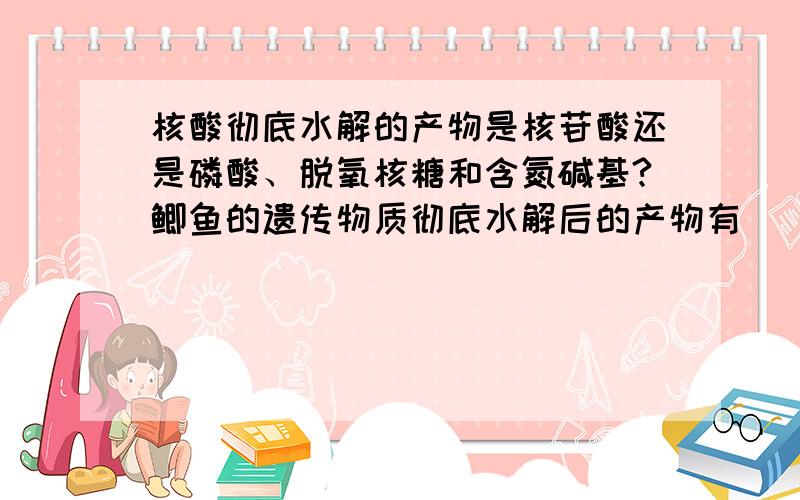 核酸彻底水解的产物是核苷酸还是磷酸、脱氧核糖和含氮碱基?鲫鱼的遗传物质彻底水解后的产物有（ ） A1种五碳糖 B4种脱氧核苷酸 C5种碱基 D8种核苷酸答案是A还是B?