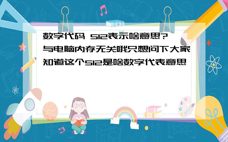 数字代码 512表示啥意思?与电脑内存无关哦只想问下大家知道这个512是啥数字代表意思