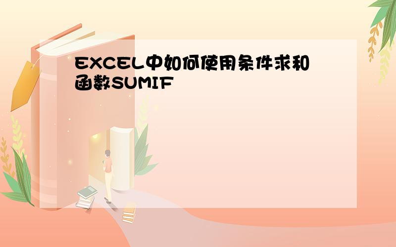 EXCEL中如何使用条件求和函数SUMIF