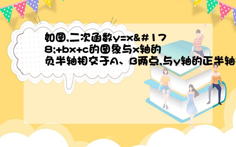 如图,二次函数y=x²+bx+c的图象与x轴的负半轴相交于A、B两点,与y轴的正半轴相交于点C,与函数y=6/x的图象的一个交点是（1,m）,且OA=OC.求该二次函数的关系式.