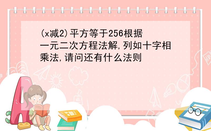 (x减2)平方等于256根据一元二次方程法解,列如十字相乘法,请问还有什么法则