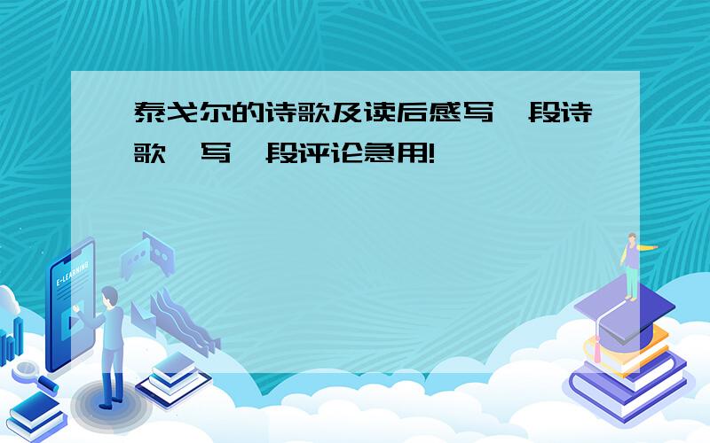 泰戈尔的诗歌及读后感写一段诗歌,写一段评论急用!