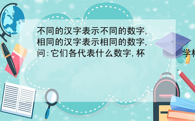 不同的汉字表示不同的数字, 相同的汉字表示相同的数字, 问:它们各代表什么数字,杯        学杯      数学杯    爱数学杯+我爱数学杯-----------------  爱爱数学杯