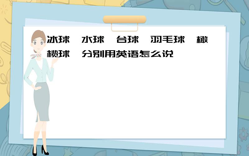 冰球,水球,台球,羽毛球,橄榄球,分别用英语怎么说