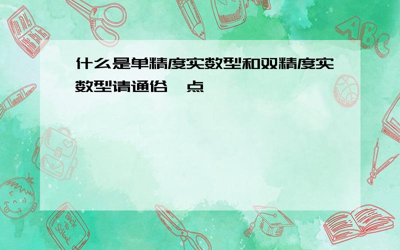 什么是单精度实数型和双精度实数型请通俗一点