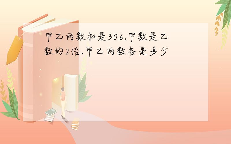 甲乙两数和是306,甲数是乙数的2倍.甲乙两数各是多少