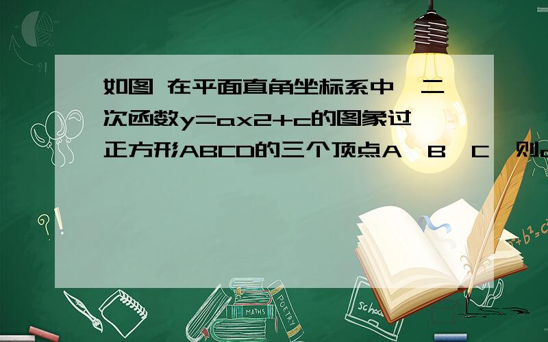 如图 在平面直角坐标系中,二次函数y=ax2+c的图象过正方形ABCD的三个顶点A,B,C,则ac的值是?