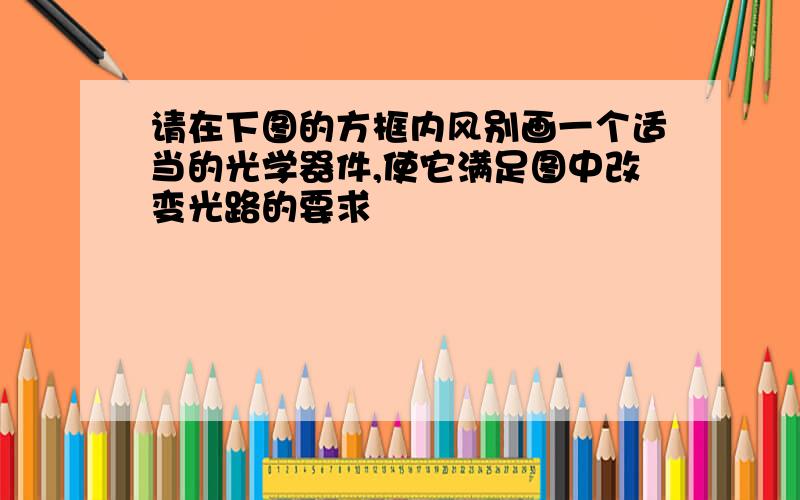 请在下图的方框内风别画一个适当的光学器件,使它满足图中改变光路的要求