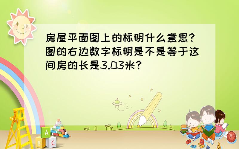 房屋平面图上的标明什么意思?图的右边数字标明是不是等于这间房的长是3.03米?